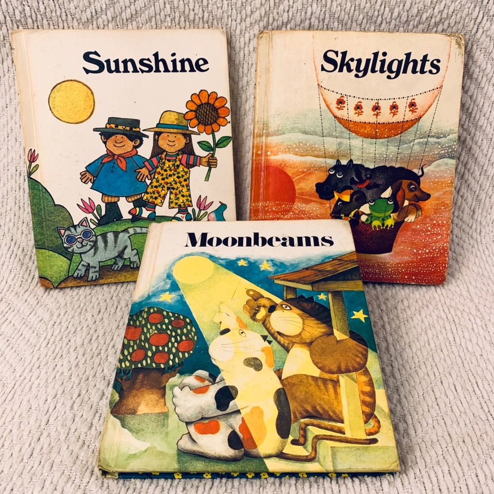 Vintage Houghton Mifflin Books Sunshine Skylights Moonbeams 1981 Elementary Lot